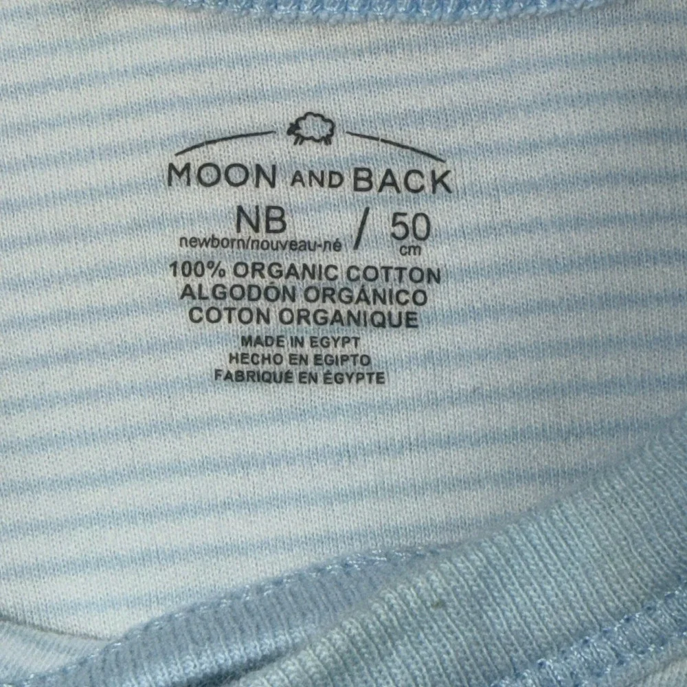 Moon and Back Hanna Andersson Baby 4pc Organic Cotton Set Blue White Striped NB